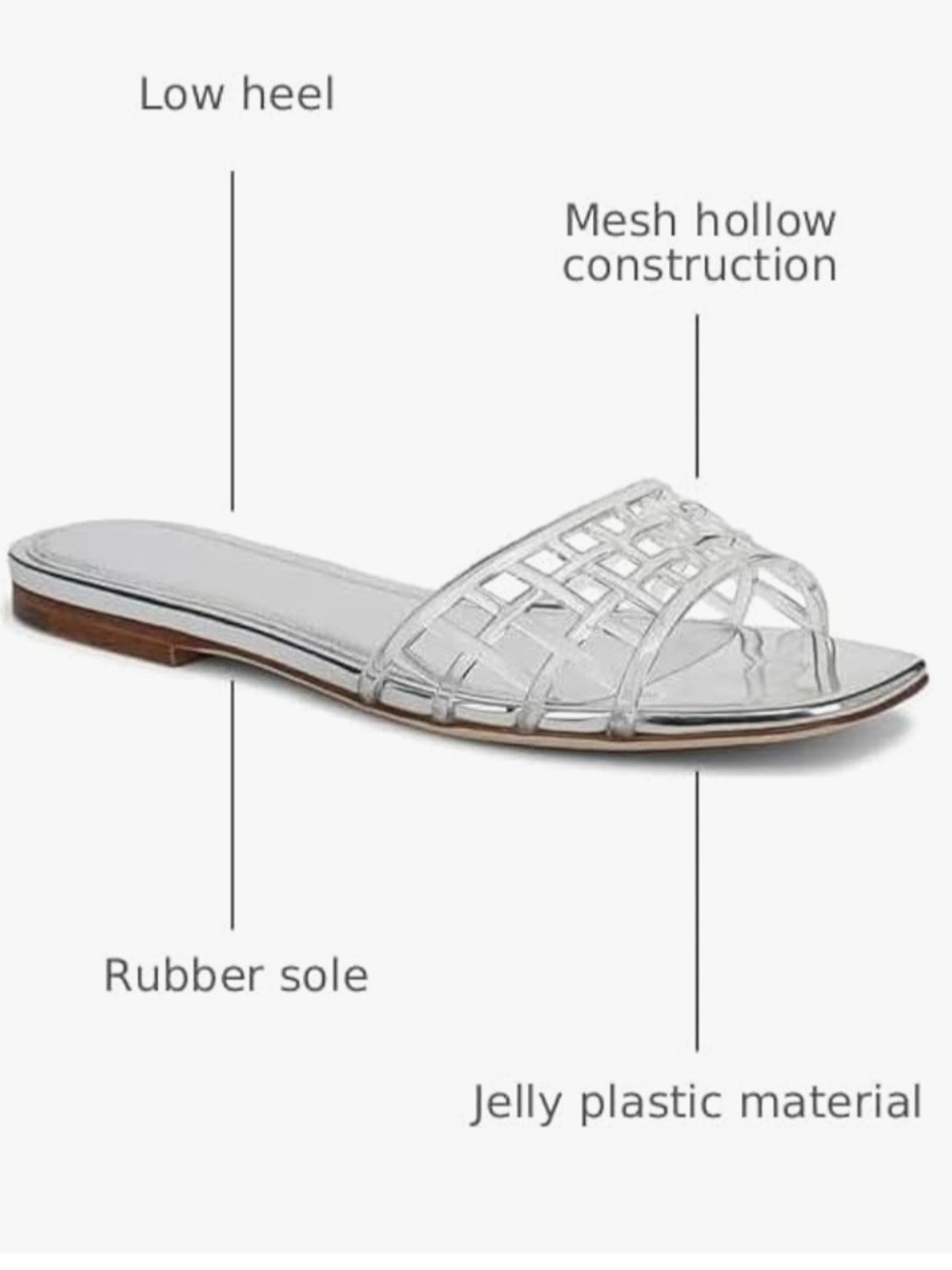 Clear Jelly Slide Sandals - Women's Low Heel Slip-On
